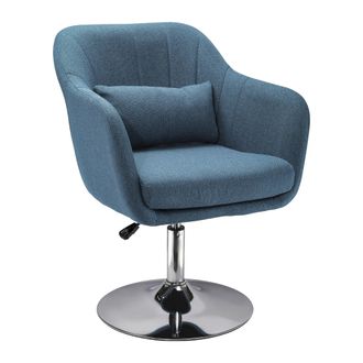 HOMCOM Stylish Retro Linen Swivel Tub Chair Steel Frame Cushion Seat Blue | TJ Hughes