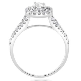 Pompeii3 1Ct TW Diamond Double Cushion Halo Engagement Ring in 10k White Gold