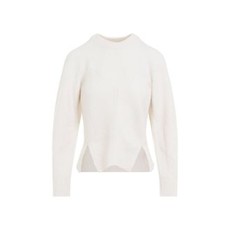Alexander McQueen Ivory Chevron Cashmere Pullover-Donna