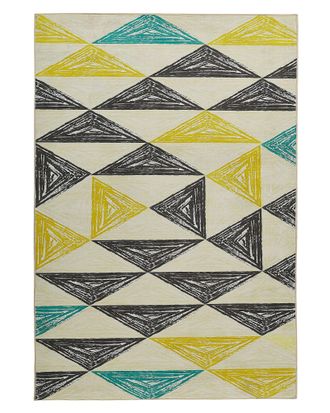 Beliani Beliani - Tappeto A Motivi Triangolari Grigio-giallo-verde Menta 140 X 200 Cm Kalen