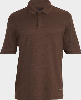 Emporio Armani Mens Cotton Micro-Jacquard Polo Shirt