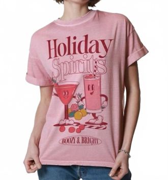 Girl Dangerous Holiday Spirits Boyfriend Tee In Dusty Pink