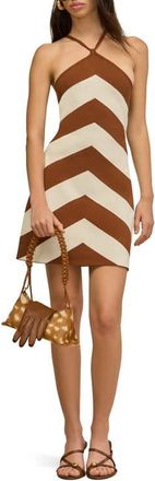 Cult Gaia Nelson Stripe Halter Sweater Dress in Large Saddle Stripe at Nordstrom, Size X-Small