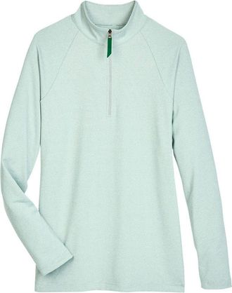 Devon & Jones Womens CrownLux PerformanceClubhouse Micro-Stripe Quarter-Zip Pullover