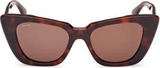 Max Mara Glimpse5 50mm Polarized Butterfly Sunglasses in Dark Havana /Brown at Nordstrom Rack