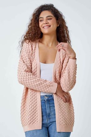 Roman Cotton Blend Waffle Knit Cardigan
