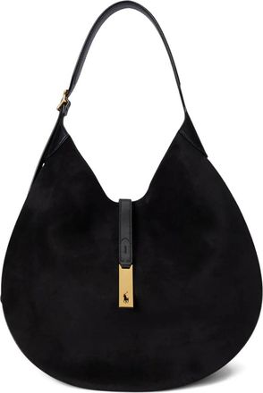 Polo Ralph Lauren Borsa a spalla morbida in pelle scamosciata - Nero