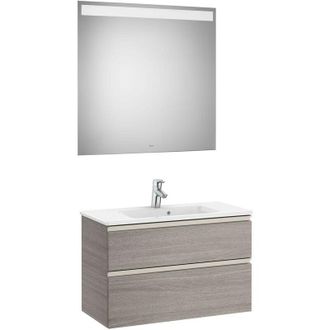 Roca Pack Mueble De 2 Cajones, Lavabo Y Espejo Led The Gap - Roca Color: Roble City Texturizado - Medidas: 805 X 380 X 537 Mm