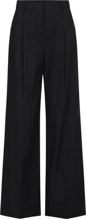 Iceberg Comfort fit katoenen poplin broek met rechte pijpen - Dames - Wijde Broeken - Zwart - 2XS - Katoen - Broeken