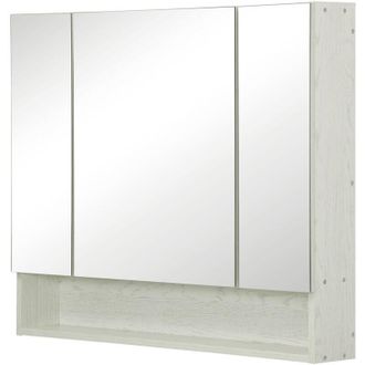 Kleankin Kleankin - Armadietto a Specchio Montato a Muro per Bagno in mdf e Vetro Bianco