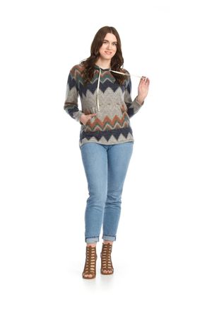 Papillon Brushed Chevron Hoody In Grey