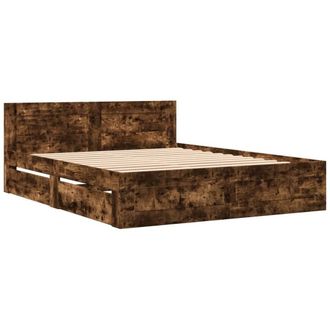 Berkfield Home Durable Bed Frame with Headboard without Mattress Smoked Oak 160x in Brown