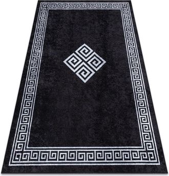 RugsX Rugsx - Alfombra Lavable Miro 52071.804 Marco, Griego Antideslizante - Negro / Blanco Black 120x170 Cm