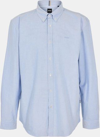 HUGO BOSS Mens Plain Long Sleeve Shirt in Light/Pstl Blue - Size X-Large