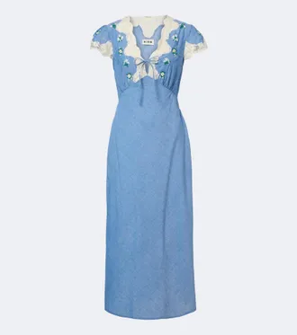 Rixo Amari embroidered cotton midi dress