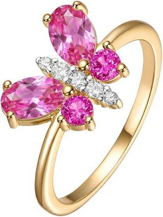 Rachel Glauber 14K Plated Cz Butterfly Design Ring