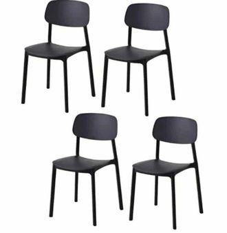 Far Kit 4 Sedie Polipropilene Cucina Bar Ristorante Sedia Interno Esterno Sedie Nero 726k