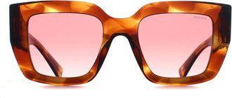Miu Miu Square Womens Striped Tobacco Pink Gradient Red MUB05S - Brown - One Size