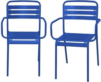 Sweeek Set of 2 stackable steel garden armchairs, Amelia, electric blue, 50.4x53x79.5 cm