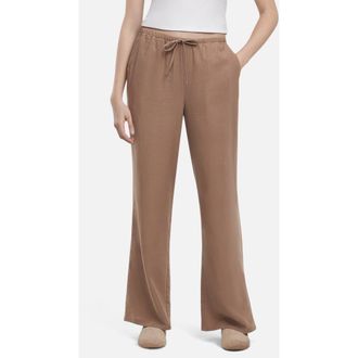 Three Dots Drawstring Linen Blend Wide Leg Pants in Portabella at Nordstrom Rack, Size X-Large