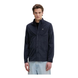 Fred Perry Overhemden, Heren, Blauw, L, Casual Shirts