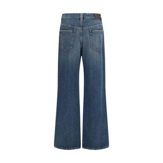 Brunello Cucinelli Monili-Embellished Cotton Jeans - Blue