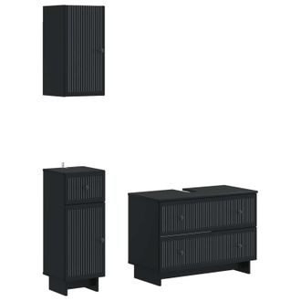 vidaXL Juego De Armarios De Ba&ntilde;o De 3 Piezas Ede Negro Vidaxl