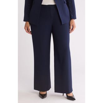 Tahari by ASL Wide Leg Pants in Deep Navy at Nordstrom, Size 14W