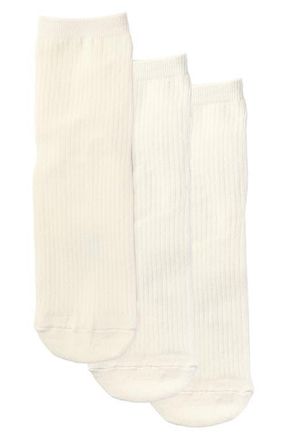 Stems Everyday 3-Pack Cotton Blend Rib Ankle Socks in Cream at Nordstrom