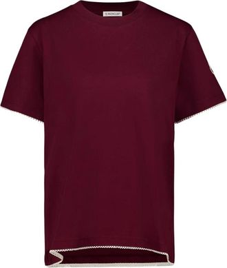 Moncler Trim T-Shirt - Dames - T-shirts - Rood - L - Katoen - Tops