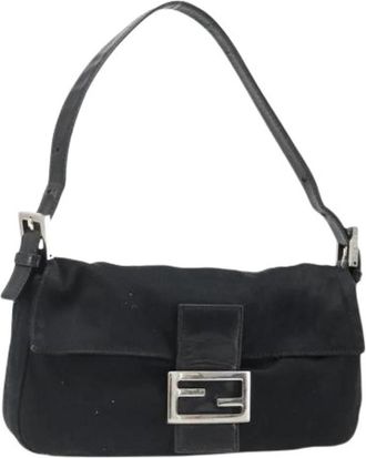 Fendi Pre-owned Cotton Jersey Shoulder Bag - Dames - Vintage Schoudertas - Zwart - ONE Size - Katoen - Vintage