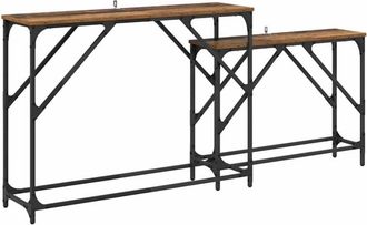 vidaXL Console Table 2 pcs Old Wood 100 x 28 x 75 cm Engineered Wood vidaXL