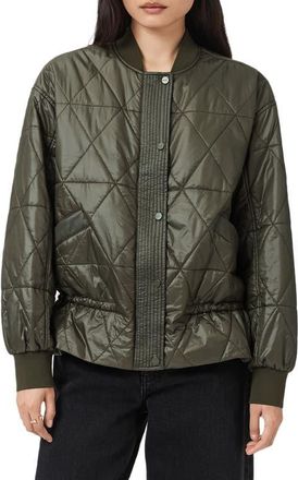 AllSaints Alii Quilted Bomber Jacket in Forest Green at Nordstrom, Size 10 Us