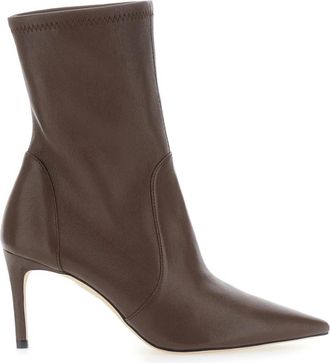Stuart Weitzman Schoenen, Dames, Bruin, 38 1/2 EU, Leer, Stuart Power Bootie 75