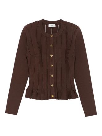 Elisabetta Franchi pleated button cardigan - Brown