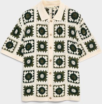 Redefined Rebel Mens Fabian mosaic crochet shirt