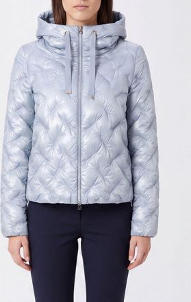 Herno Piumino corto in nylon trapuntato con cappuccio e chiusura a zip
