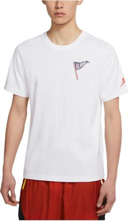 Nike Jordan Air Jordan Aj23 Varsity Cotton Round Neck Back Alphabet Pullover Short Sleeve White DQ6075-100