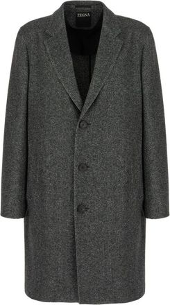 Ermenegildo Zegna Enkelrijige Jas - Heren - Mantel - Grijs - XL - Kasjmier - Jassen