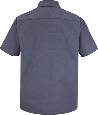Red Kap Mens Micro-Check Uniform Shirt, Blue/Charcoal, Short Sleeve Small