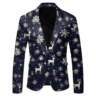 Generic Mens Blazers Christmas Suits Blazer Slim Fit Lapel One Button Suit Tuxedo Jacket Novelty Blazer Jacket Men Xmas Costume Party Outfit Tuxedo Suits Busi