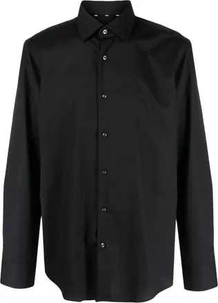 BOSS classic-collar poplin shirt - men - Elastane/Cotton - 40 - Black