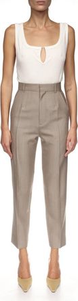 Victoria Beckham High Waisted 3/4 Trouser In Limestone