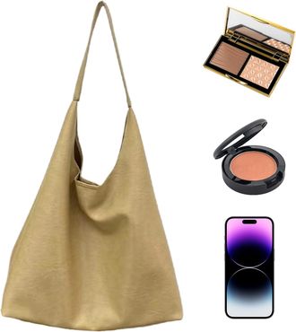 Generic Leather Tote - Trendy Fashion Handbag for Women, Spacious Shoulder Tote Bag Organizer, Large Capacity Travel Shopping Carry Purse Female Everyday Prac