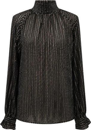 Actualee Elegante Blouse met Metallic Detail - Dames - Blouses - Zwart - S - Polyester - Overhemden