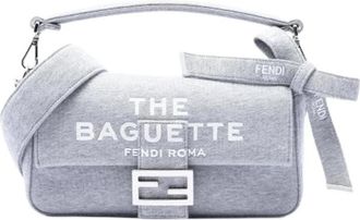 Fendi Pre-owned Jersey Satchel - Dames - Vintage Schoudertas - Grijs - ONE Size - Katoen - Vintage