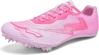 Generic Anti-Slip Mens Breathable Track and Field Football Shoes, Pink, 9.5 US