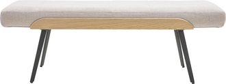Miliboo Banco De Tejido Con Efecto Terciopelo Texturizado Beige, Madera Clara Y Metal Negro L123 Cm Elior