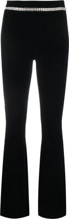 Paco Rabanne crystal-embellished flared trousers - women - Polyester/Elastane/Viscose - S - Black