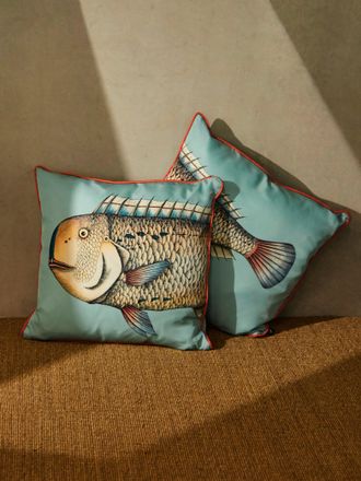 Fornasetti Grande Pesce Silk Cushions - 17.5in/45cm (Set of 2)